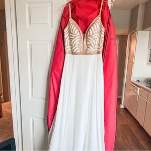 Jovani White & Gold Pageant, Prom, or Wedding Gown (WORN ONCE!)